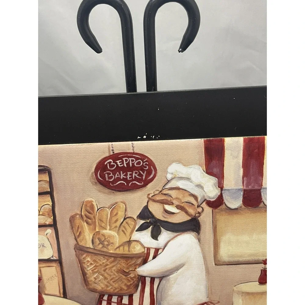 4PC.Set Ceramic‎ Tile Cook Chief Desing With Wood Frame Kitchen Decor